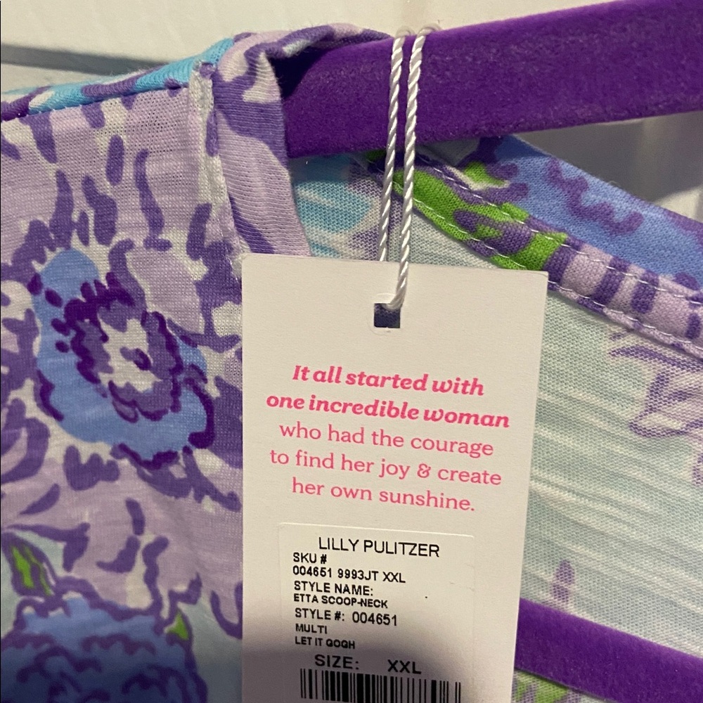 Lilly Pulitzer Etta Scoop Neck Tee - XXL- NWOT- Multi Let It Gogh - Picture 4 of 7